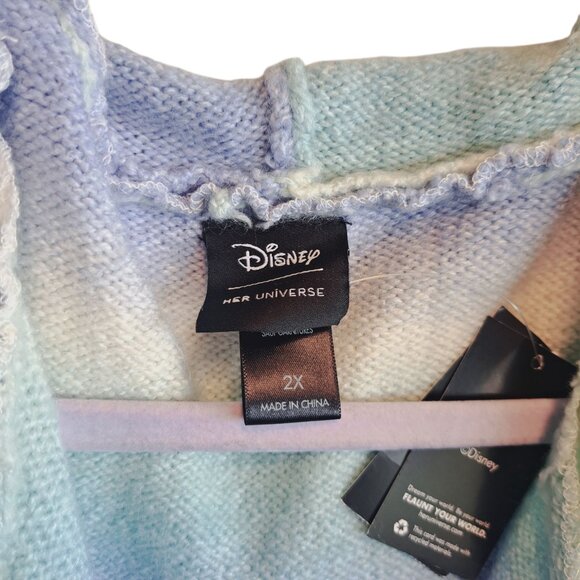 Disney Embroidered Lilo & Stitch 626 Surfing Watercolor Blues Hoodie Size 2X - Picture 8 of 11